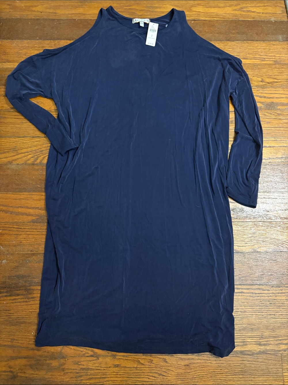 NWT Anthropologie Eri + Ali Annalyn Cold Shoulder Cocoon Dress Navy L